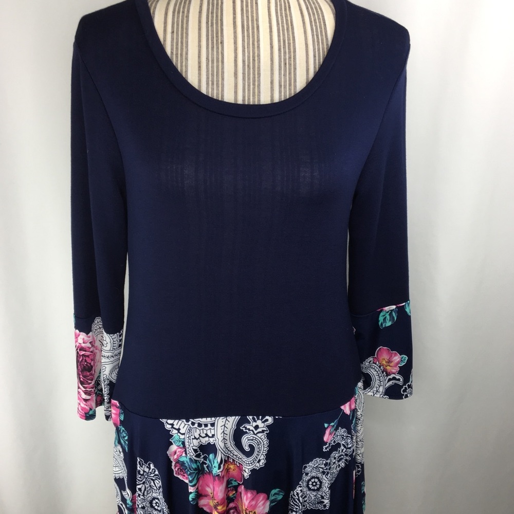 Navy blue and floral tunic lagenlook